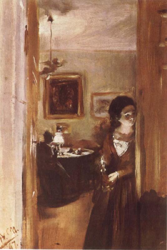 Adolph von Menzel Livingroom with Menzel-s sister China oil painting art